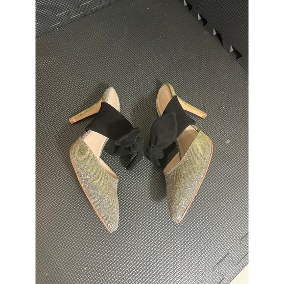 Loeffler Randall Flora Suede and Glitter Bow Mule Heels Size 8.5 B - Picture 5 of 8
